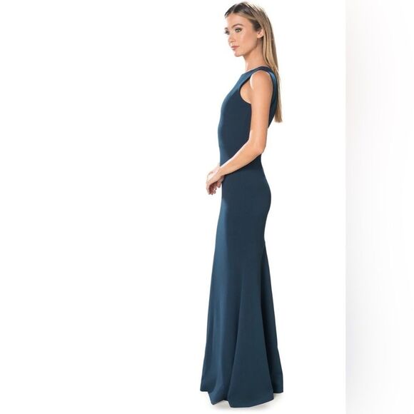 DRESS THE POPULATION Leighton Sleeveless Evening Gown Mermaid Blue Size XXL New - Picture 3 of 11